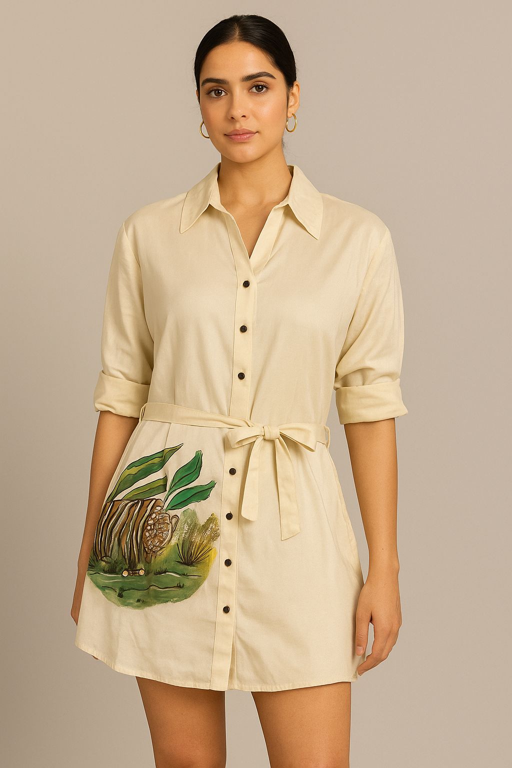 "Tropical Muse" Hand-Painted Shirt